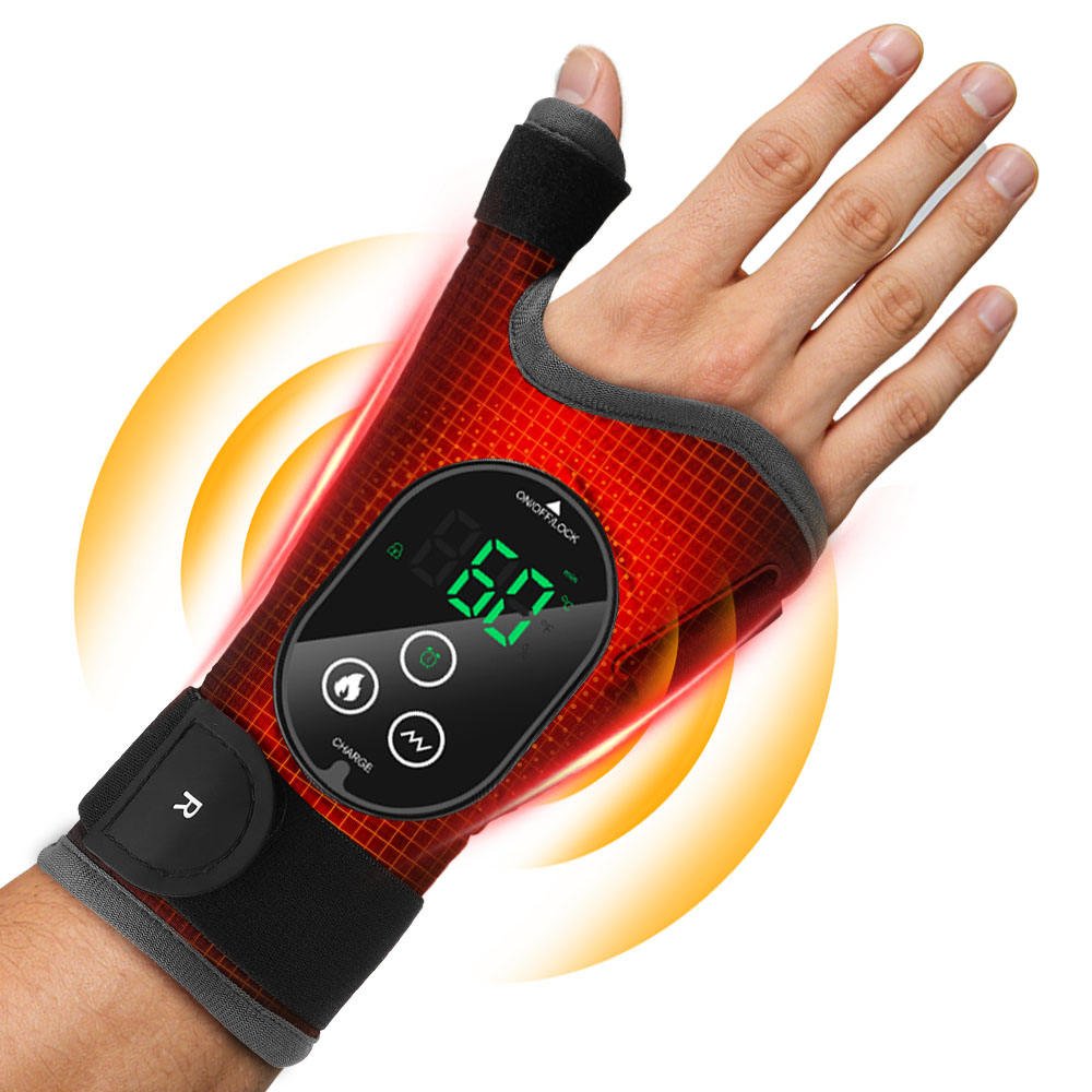 Wireless Electric Hot Compress Wrist Support Hand Pain Relief Massager Belt with Heat Vibration Massage Wrist Brace