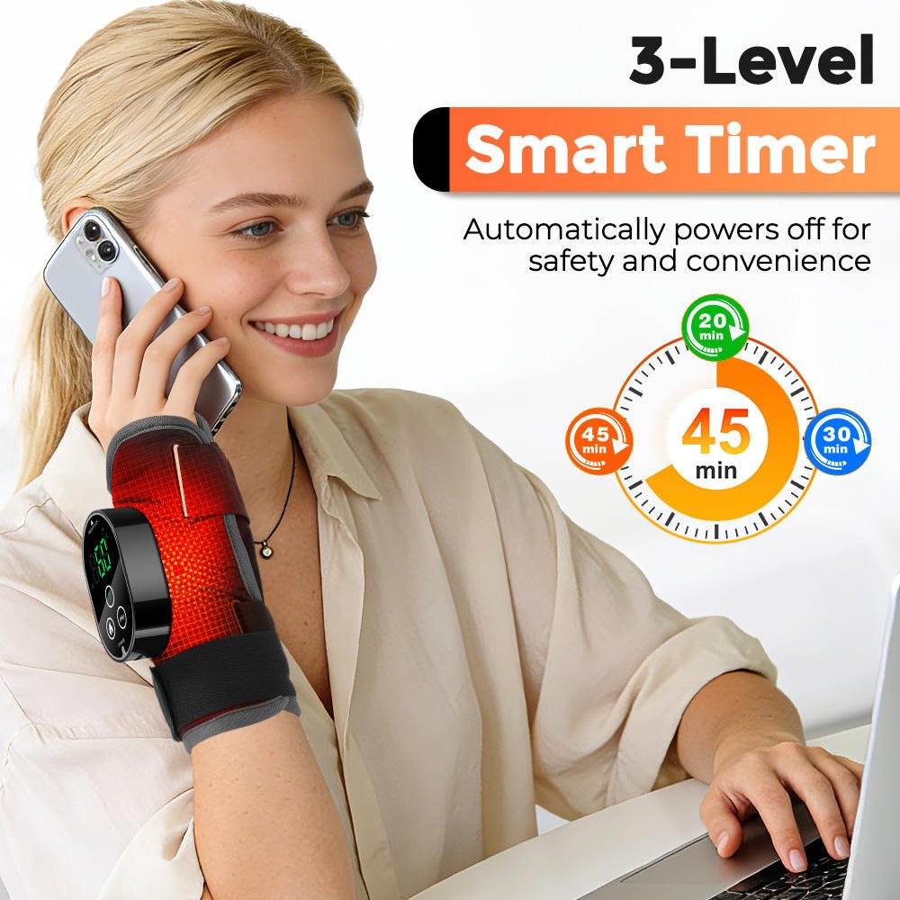 Wireless Electric Hot Compress Wrist Support Hand Pain Relief Massager Belt with Heat Vibration Massage Wrist Brace - Image 3