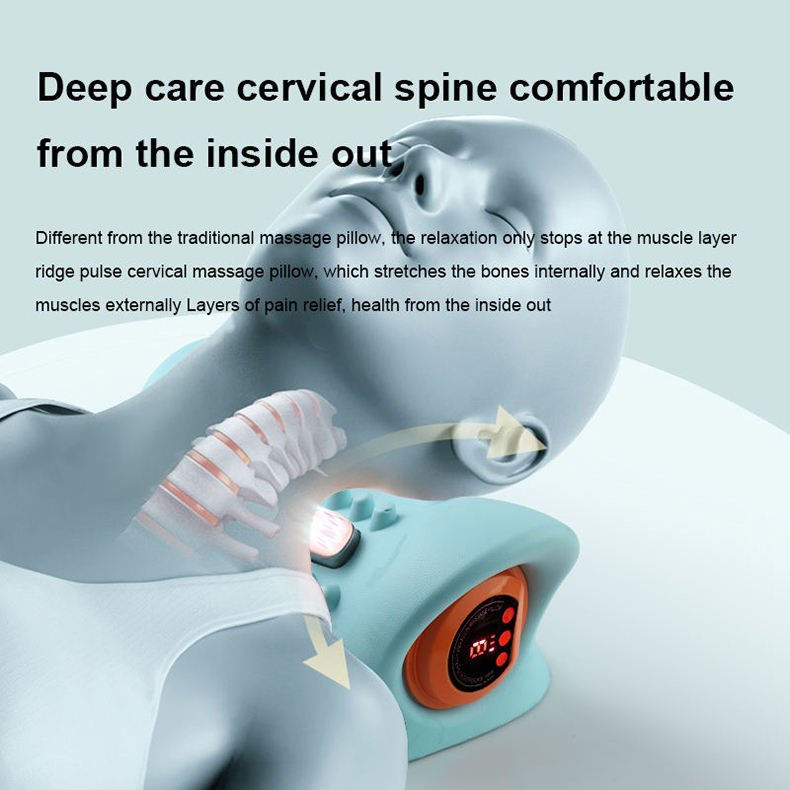 Cervical Neck Massager Stretching Massage Pillow Therapeutic Vibrating Neck Back Stretcher for Pain - Image 2