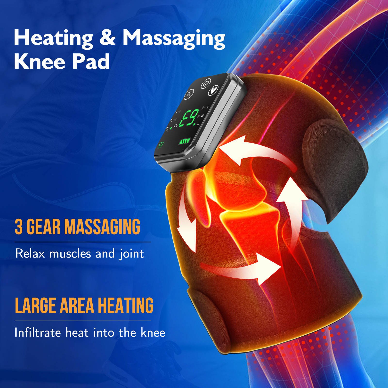 Rechargeable Electric Vibration Heating Elbow Shoulder Wrap Pad Knee Massager with Heat - Image 3