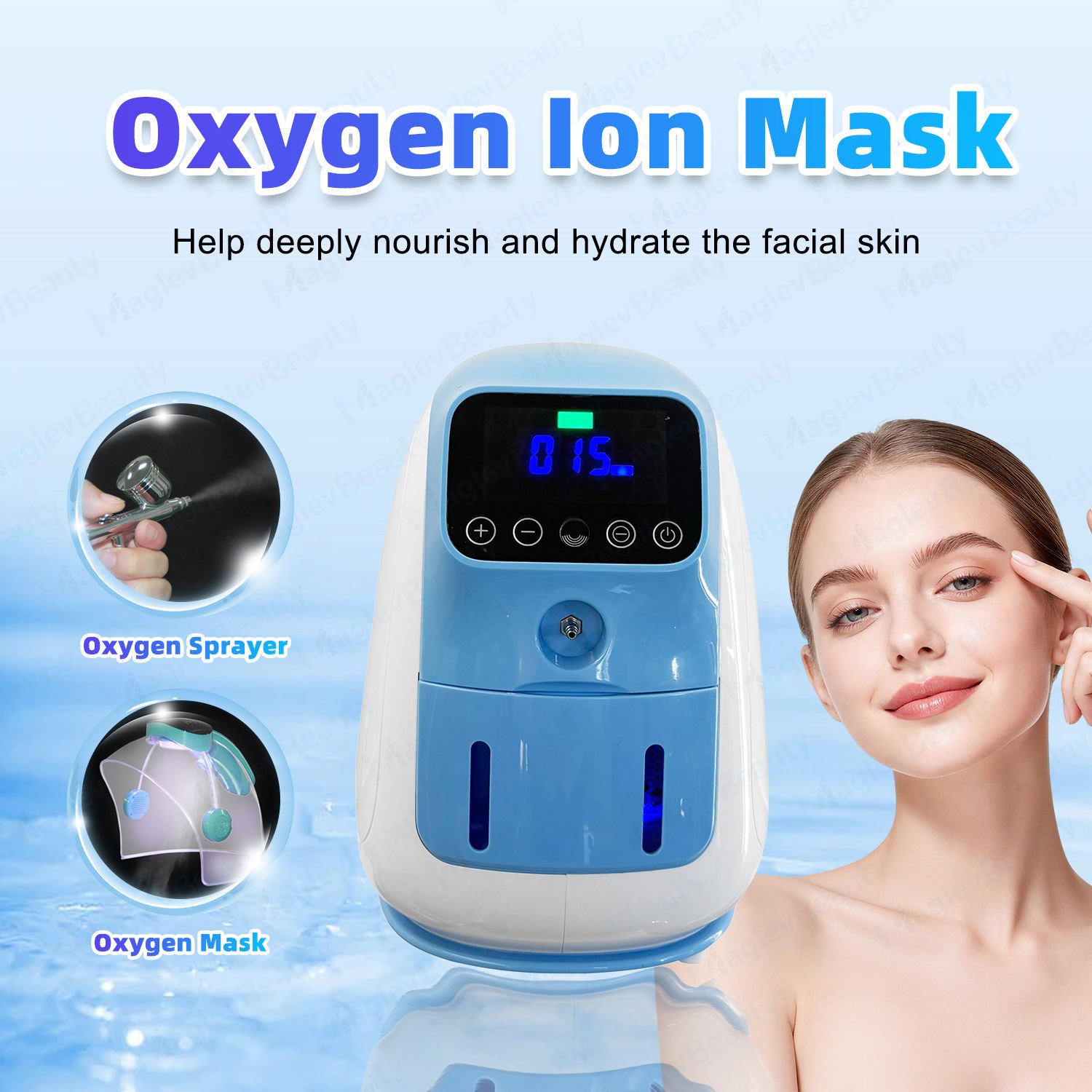 7 Colors LED O2toDerm Dome Oxygen Jet Peel Facial Skin Care Machine Spa Mask Spray Gun Hydrate and Soften Skin Hydro Machine