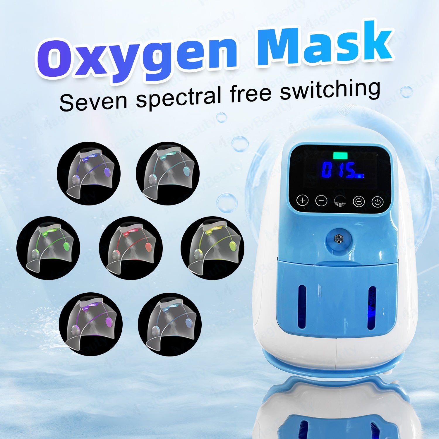 7 Colors LED O2toDerm Dome Oxygen Jet Peel Facial Skin Care Machine Spa Mask Spray Gun Hydrate and Soften Skin Hydro Machine - Image 2