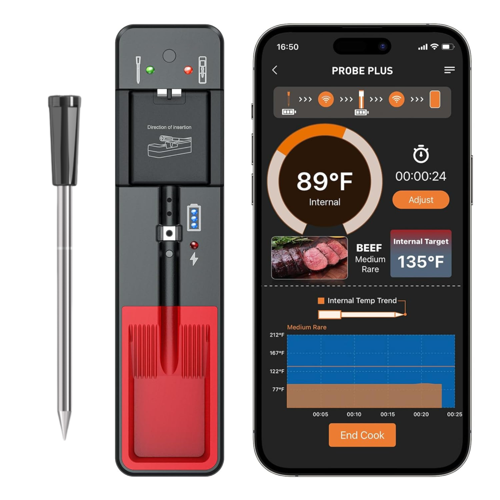 Bluetooth Wireless Meat Thermometer with Wireless Cooking Thermometers Range for Grilling Meat Thermometer Wireless