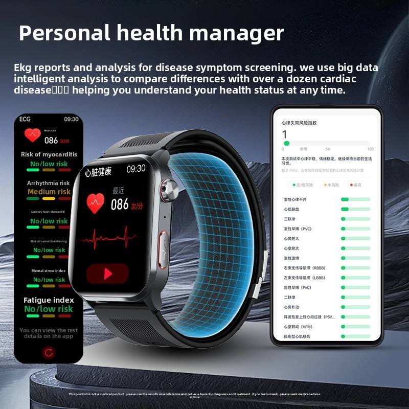 Smart Watch Air Pump Blood Pressure Monitor Scientific Sleep Heart Rate Sos Fall Alarm Micro Physical Examination-IP68 IPS - Image 3