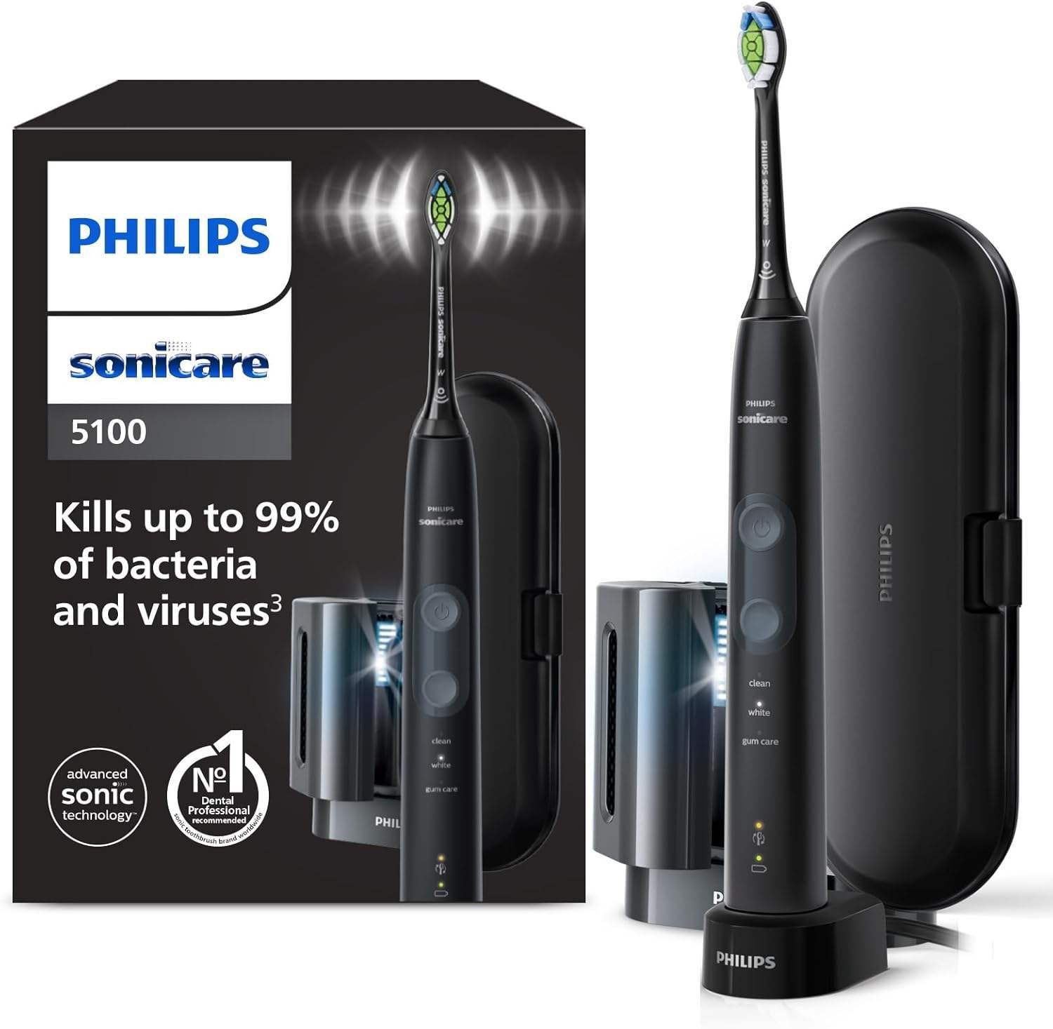 ProtectiveClean 5100 Electric Toothbrush UV Cleaner Foldable Eco-Friendly 3 Cleaning Modes IPX7 Waterproof Rechargeable 9963789 - Image 3